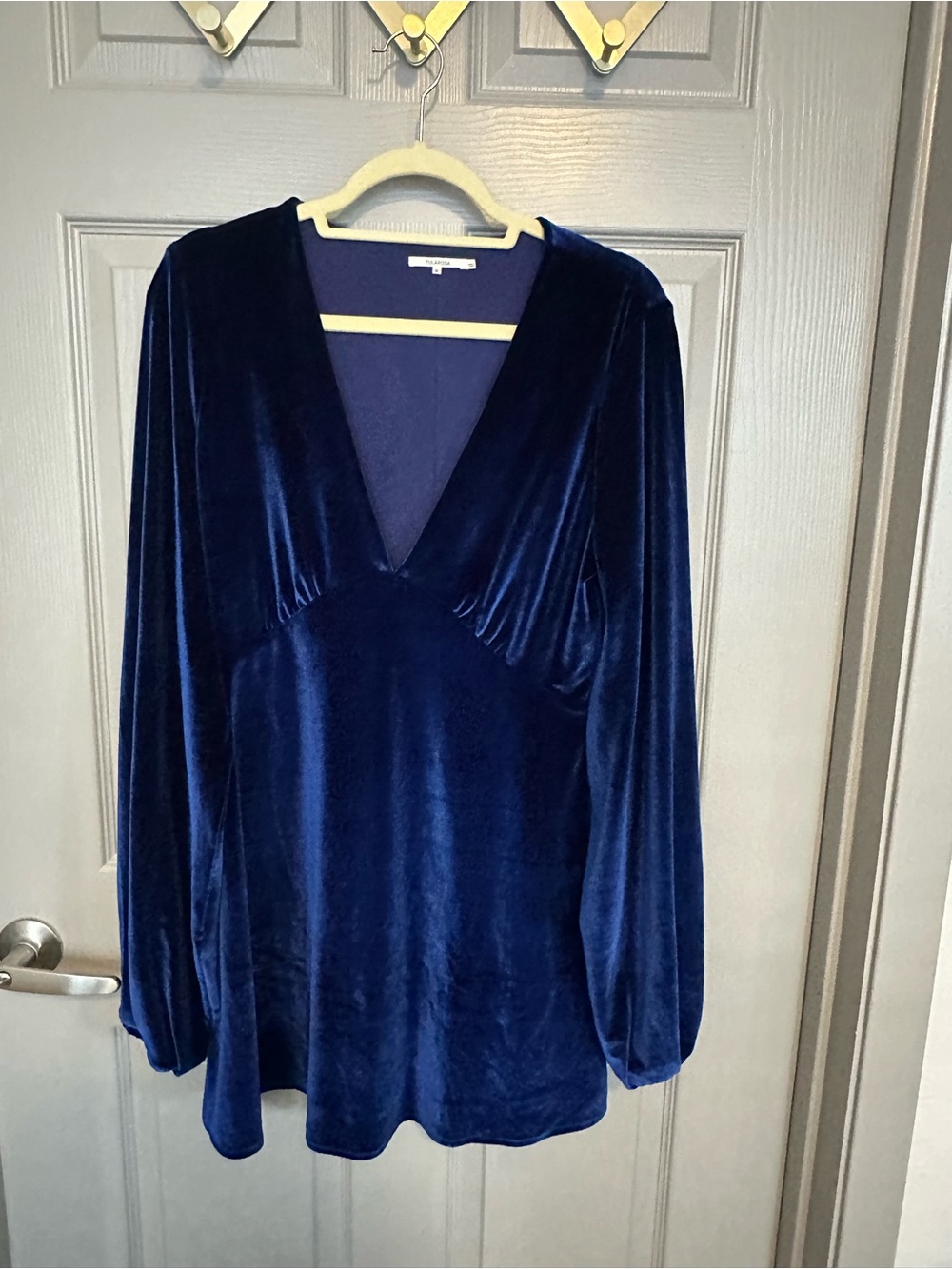 Tularosa Deep Blue Velvet V-Neck Women's Top